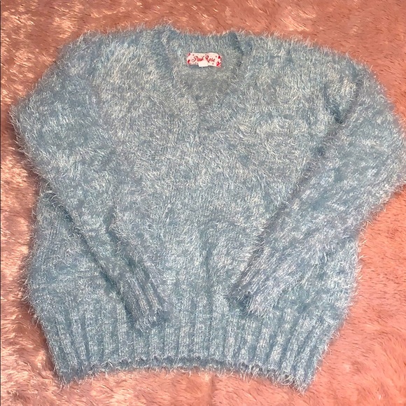 Turquoise Cropped sweater - Picture 1 of 3